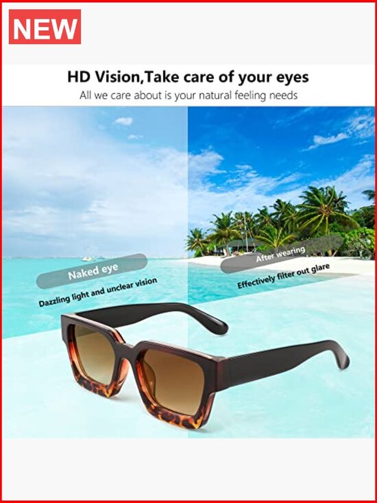 Retro Chunky Square Sunglasses UV400 Protection Recycled Material